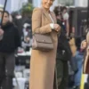 Hannah Waddingham Ted Lasso Brown Wool Coat side