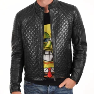 Harold Quilted Jet Black Leather Outerwear