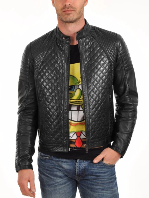 Harold Quilted Jet Black Leather Outerwear