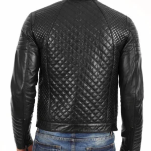 Harold Quilted Jet Black Leather Outerwear Back
