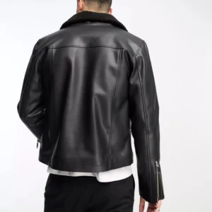 Hayden Black Shearling lined Double Rider Leather Jacket Back