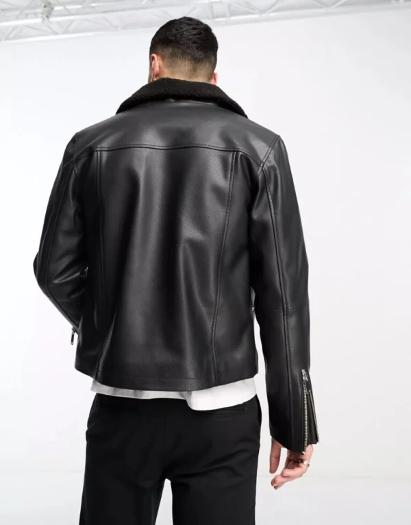 Hayden Black Shearling lined Double Rider Leather Jacket Back