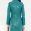 Heather Youthful Turquoise Blue Leather Coat Back