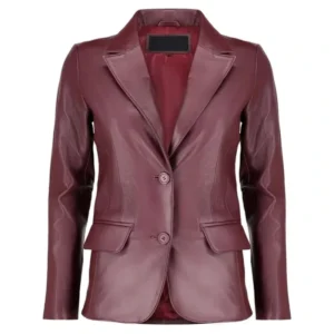 Hope Classic Burgundy Leather Blazer