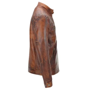Hunter Distressed Brown Leather Jacket Side View