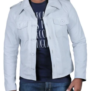 Isaac Rugged White Safari Leather Jacket