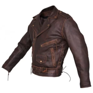 Isaiah Brown Motorcycle Style Leather Jacket Side View