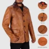 Itzel Distressed Double breasted Mens Leather Winter Coat Front