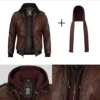 Ivylin Brown Hooded Cafe Racer Leather Jacket Hooded