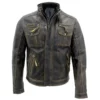 Izabela Distressed Leather Bomber Jacket