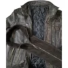 Izabela Distressed Leather Bomber Jacket Closeup