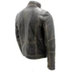 Izabela Distressed Leather Bomber Jacket Closeup Back