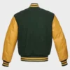 Izaiah Green and Yellow Varsity Jacket Back