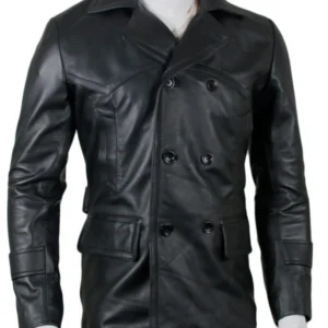 Jackson Heritage Black Leather Pea Coat