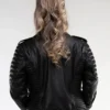 Jairess Timeless Look Black Biker Quilted Sleeves Leather Jacket Back