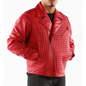 Jaliscia Quilted Crimson Leather Jacket