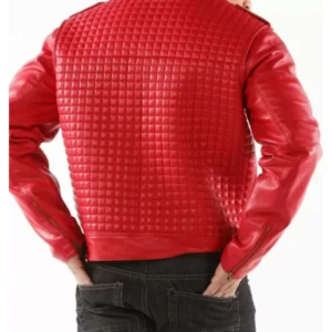 Jaliscia Quilted Crimson Leather Jacket Back