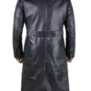 James Aviator style Long Leather Overcoat Back