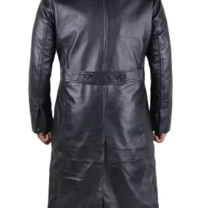 James Aviator style Long Leather Overcoat Back