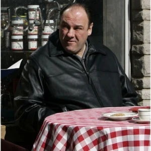James Gandolfini The Sopranos Tony Soprano Vintage Leather Jacket Close Up