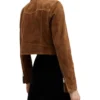 Jasmyn Brown Suede Biker Cropped Leather Jacket Back
