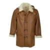 Jataryous hooded shearling leather overcoat