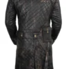 Jayden Mens Genuine Cow Leather Long Trench Coat in Brown Back