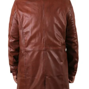 Jazmine shearling lined mens winter leather overcoat back