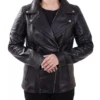 Joby Quilted Shoulder Real Leather Biker Jacket