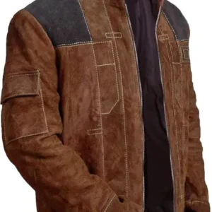 John mens genuine cow suede leather Star Wars jacket sideview