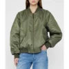 Joie Green Satin Army Bomber Jacket