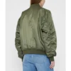 Joie Green Satin Army Bomber Jacket Back