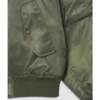 Joie Green Satin Army Bomber Jacket Closeup