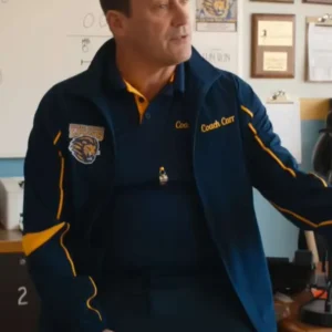 Jon Hamm Mean Girls 2024 Coach Blue Track Jacket Front