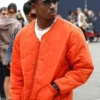Joshua Pearce F1 Movie 2025 Damson Idris Orange Quilted Jacket For Mens