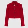 Josiah Fashionable Wool Cropped Red Jacket
