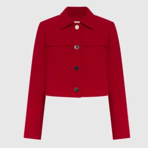 Josiah Fashionable Wool Cropped Red Jacket