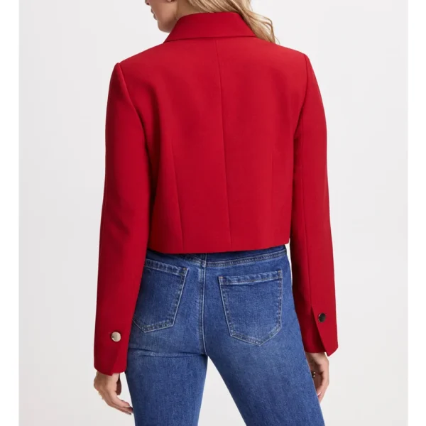 Josiah Fashionable Wool Cropped Red Jacket Back