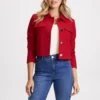 Josiah Fashionable Wool Cropped Red Jacket Front