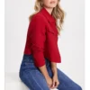 Josiah Fashionable Wool Cropped Red Jacket Side View