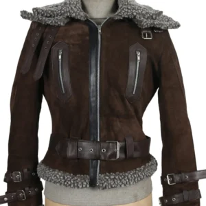 Juan womens dark brown suede cow aviator leather jacket