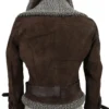 Juan womens dark brown suede cow aviator leather jacket back