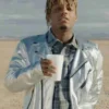 Juice Wrld on Drugs Silver Biker Leather Jacket front