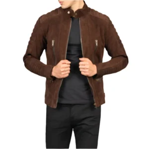 Julia Brown Suede Cafe Racer Style