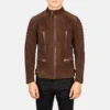 Julia Brown Suede Cafe Racer Style Front