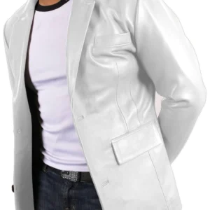 Julian White Leather Blazer Jacket