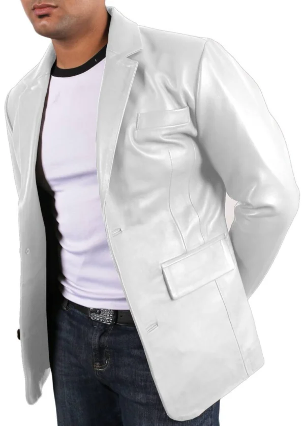 Julian White Leather Blazer Jacket