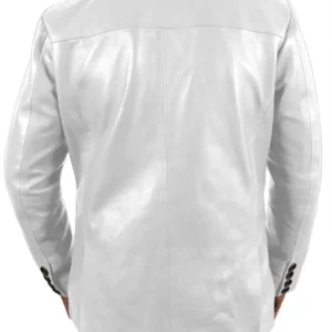 Julian White Leather Blazer Jacket Back