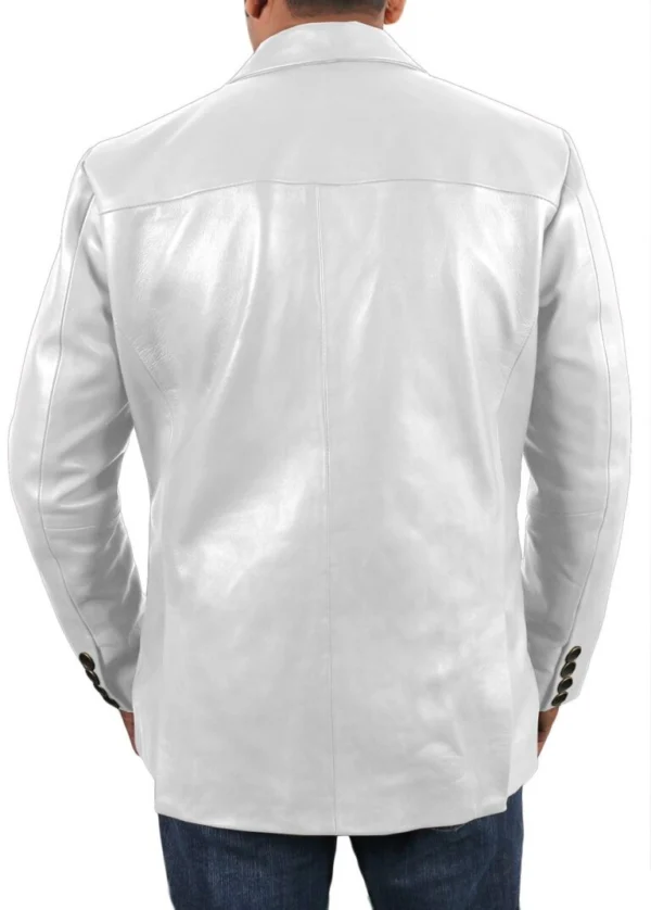 Julian White Leather Blazer Jacket Back