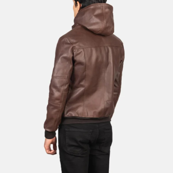 Julissa Brown Hooded Motorcycle Jacket Back